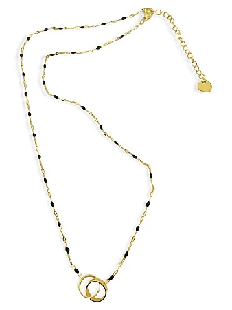 Κολιέ  γυναικείο, από ανοξείδωτο ατσάλι, με πέτρες όνυχα & κίτρινο επιχρύσωμα, 42εκατοστά μήκος συν αλυσίδα επέκτασης 5 εκατοστά, silverline, 0330343401